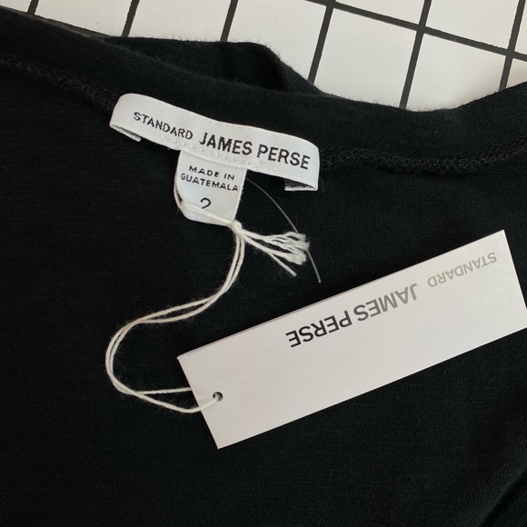 James Perse Deep Scoop Neck Black tshirt Short Sleeve - Picture 7 of 9